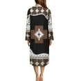 thumbnail image 2 of Yuyamidu Aztec Ethnic Gemoetric Front Zipper Bathrobe for Plus Size Women After Shower Bath Robes Breathable Long Sleeve Nightgowns Dress Size 2XL Stretchy Robe with Pockets, 2 of 7