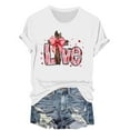 thumbnail image 1 of Hyknon Hauts pour Femmes Été Saint-Valentin Imprimé Manches Courtes Col Rond Haut/chemise Pull Doux Polyvalent pour Sortir, 1 of 4