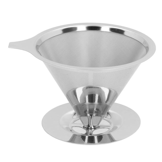 Pour Over Coffee Filter, Slow Drip, 1-6 Cups, Cone Filter, Reusable, Stainless Steel