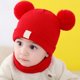 thumbnail image 5 of Gorro de felpa con forma de bola gruesa, cálido, elástico, bonito y moderno, para niños en invierno, color rojo, 5 of 12