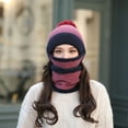 thumbnail image 2 of 4PCS Winter Hat Scarf Set for Women Knit Fleece Lining Beanie Scarf Mouth Cover Glove Set, 2 of 3