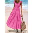 thumbnail image 4 of Vestido PRETTYGARDEN de Verano con Escote Cuadrado Maxi Rosa Fucsia Talle S, 4 of 8