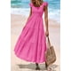 thumbnail image 4 of Vestido PRETTYGARDEN de Verano con Escote Cuadrado Maxi Rosa Fucsia Talle S, 4 of 8