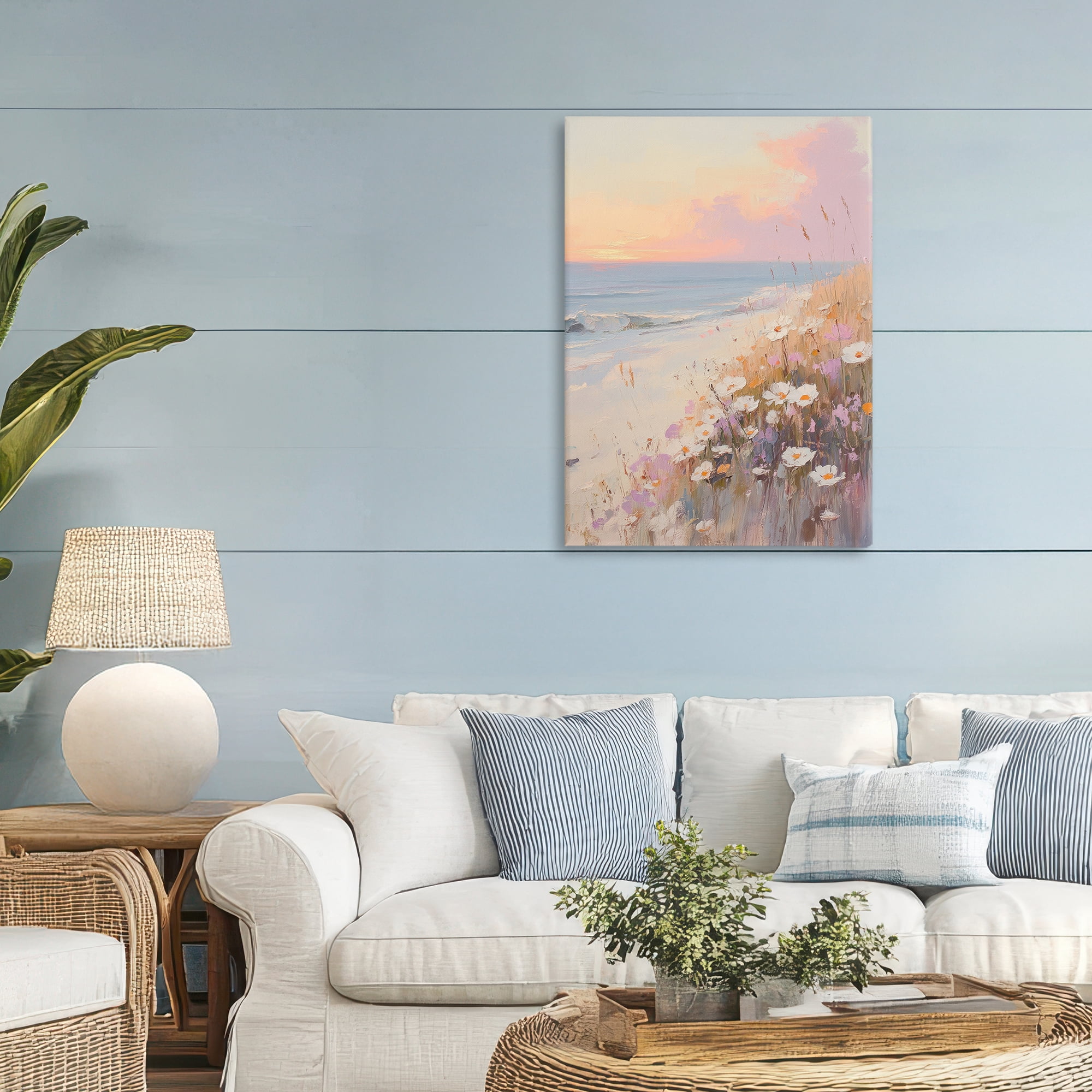Stupell Industries Pastel Sunset Wildflowers By Sea Canvas Wall Art, design by Sisi and Seb