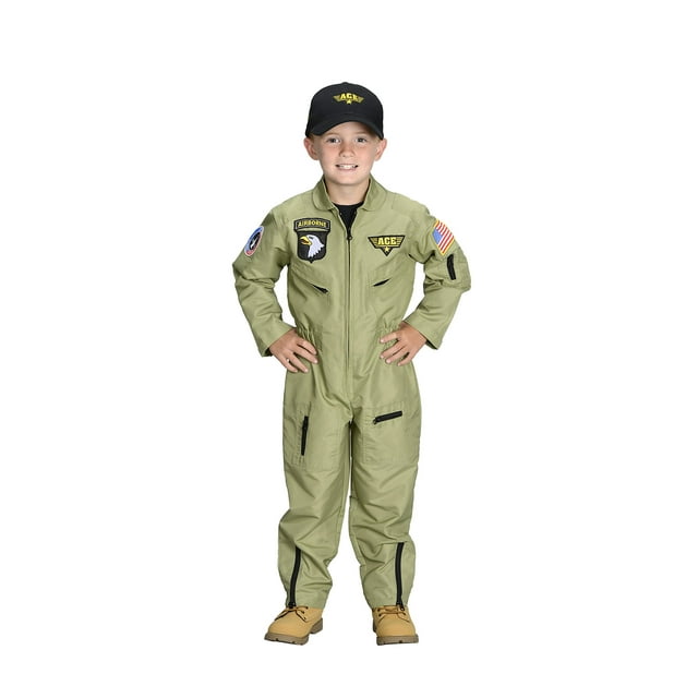 Traje de piloto de combate Aeromax Jr. Talla 4/6 con gorra bordada