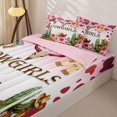 thumbnail image 3 of jejeloiu Cowgirl Watercolor Desert Zipper Twin Comforter Sets with Fitted Sheet and 2 Pillowcases Kids,Pink Cow Print Zipper Bedding Set,Reversible,4-Piece, 3 of 7