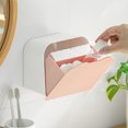 thumbnail image 4 of Wall Mounted Bathroom Storage Box | 2-Compartment Napkin & Pad Dispenser | White Plastic Vanity Organizer for Sanitary Products & Small Items, 4 of 6