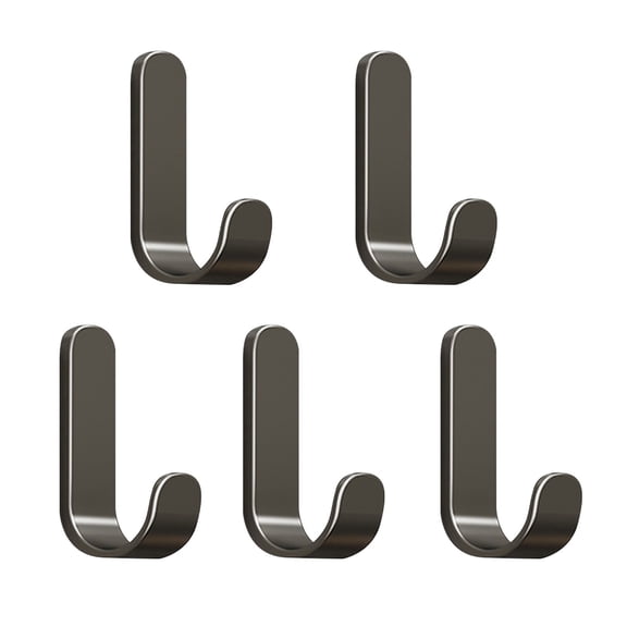5Pc Adhesive Wall Hooks, Heavy Duty Metal Wall Hooks, No Drill Self-Adhesive Hooks, Sleek Waterproof Hooks, Utility Hooks for Hanging Towels, Coats, Hats in Bathroom, Kitchen, Bedroom