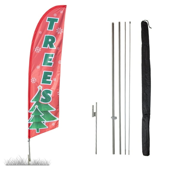 Vispronet Christmas Trees Feather Flag Kit, 13.5ft, Ground Stake, Pole Set