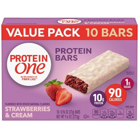 Protein One 90 Calorie Strawberries & Cream Bars 10 Count, 9.6 (Best Low Fat Protein Bars)