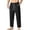 Black #1, variant on WULMLEO Men's Linen Pants Casual Beach Summer Pant Elastic Waist Drawstring Lightweight Trousers Dark Gray M