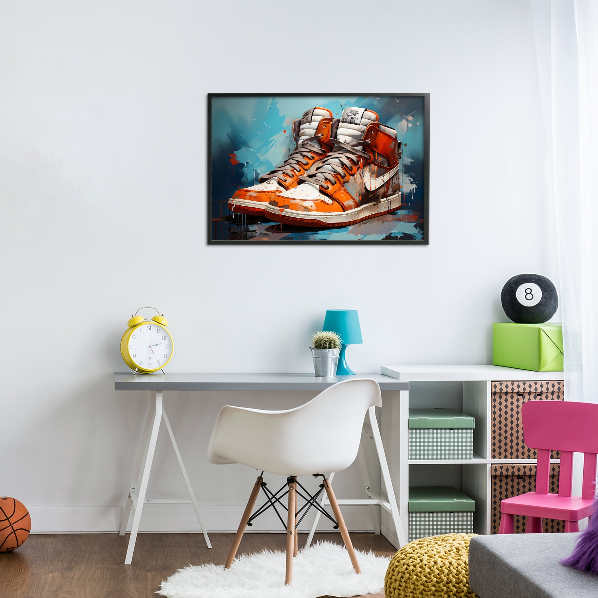 Stupell Industries Red & White Sneakers Splash Black Framed Giclee Art, design by Creative Studio