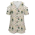thumbnail image 4 of Sommelier Womens Summer V Neck Zipper Top Short Sleeve T Shirt Off Shoulder Top Casual Classy Loose Shirts, 4 of 7
