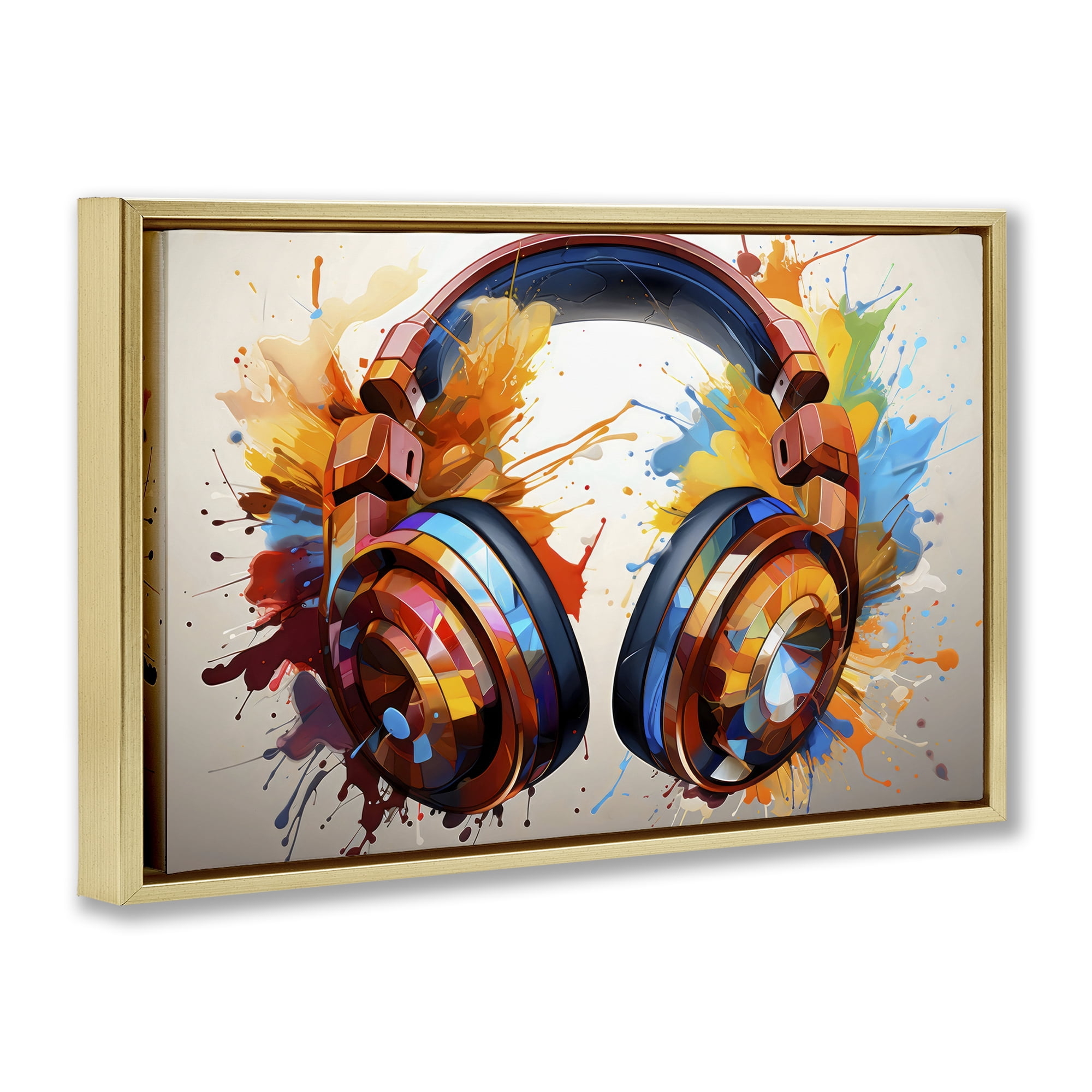 Stupell Industries Music In Color Splatter Gold Framed Floater Canvas Wall Art, design by Creative Studio