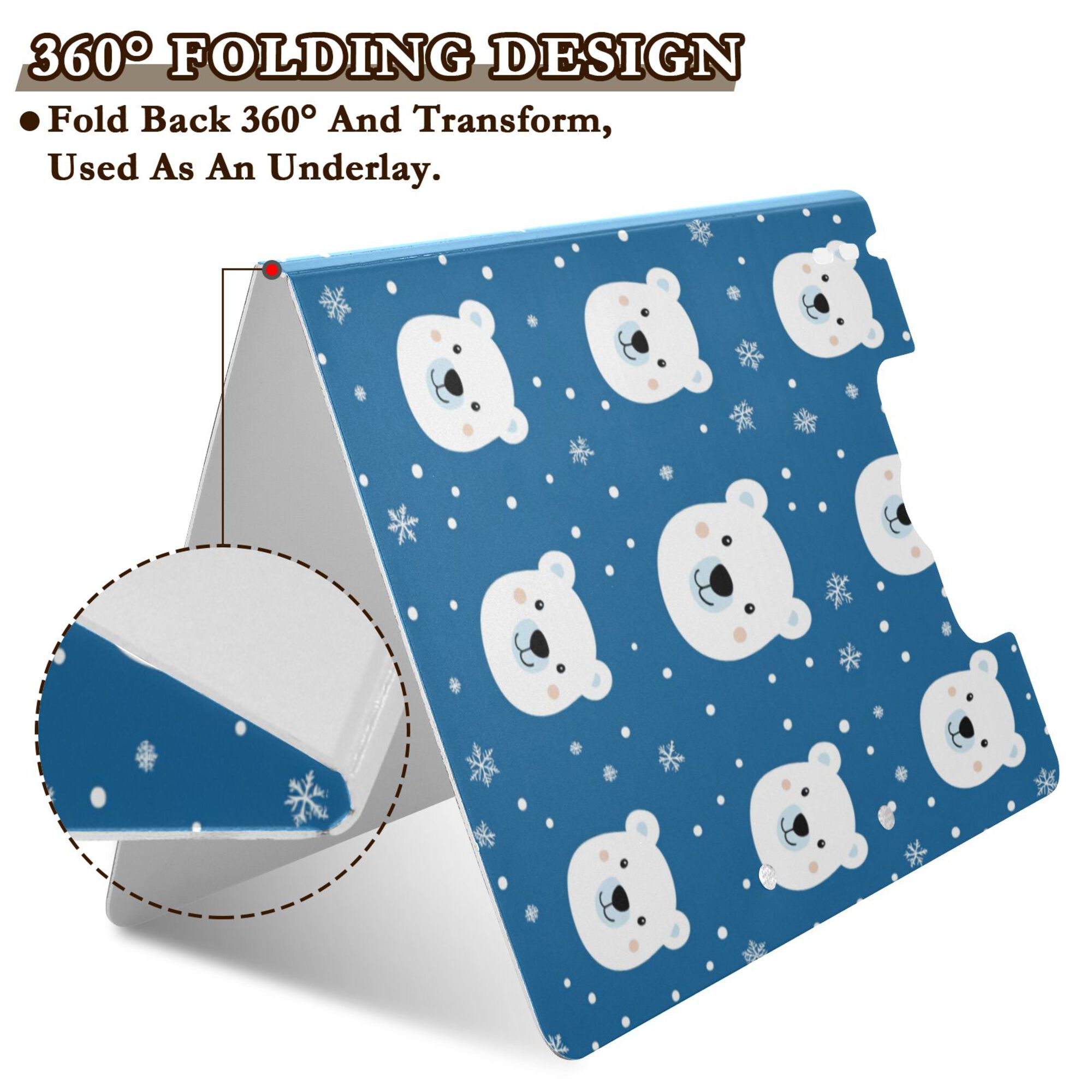 FORMRS A4 Clipboard Folder with Pen Holder Horizontal Foldable School Office Binder, Blue Polar Bear