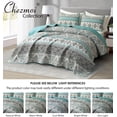 thumbnail image 5 of Chezmoi Collection Herald 3-Piece Printed Quilt Set, Aqua Blue Black White Boho Damask Coverlet, Pre-Washed Microfiber Lightweight Bedspread for All Seasons, King Size, 5 of 9