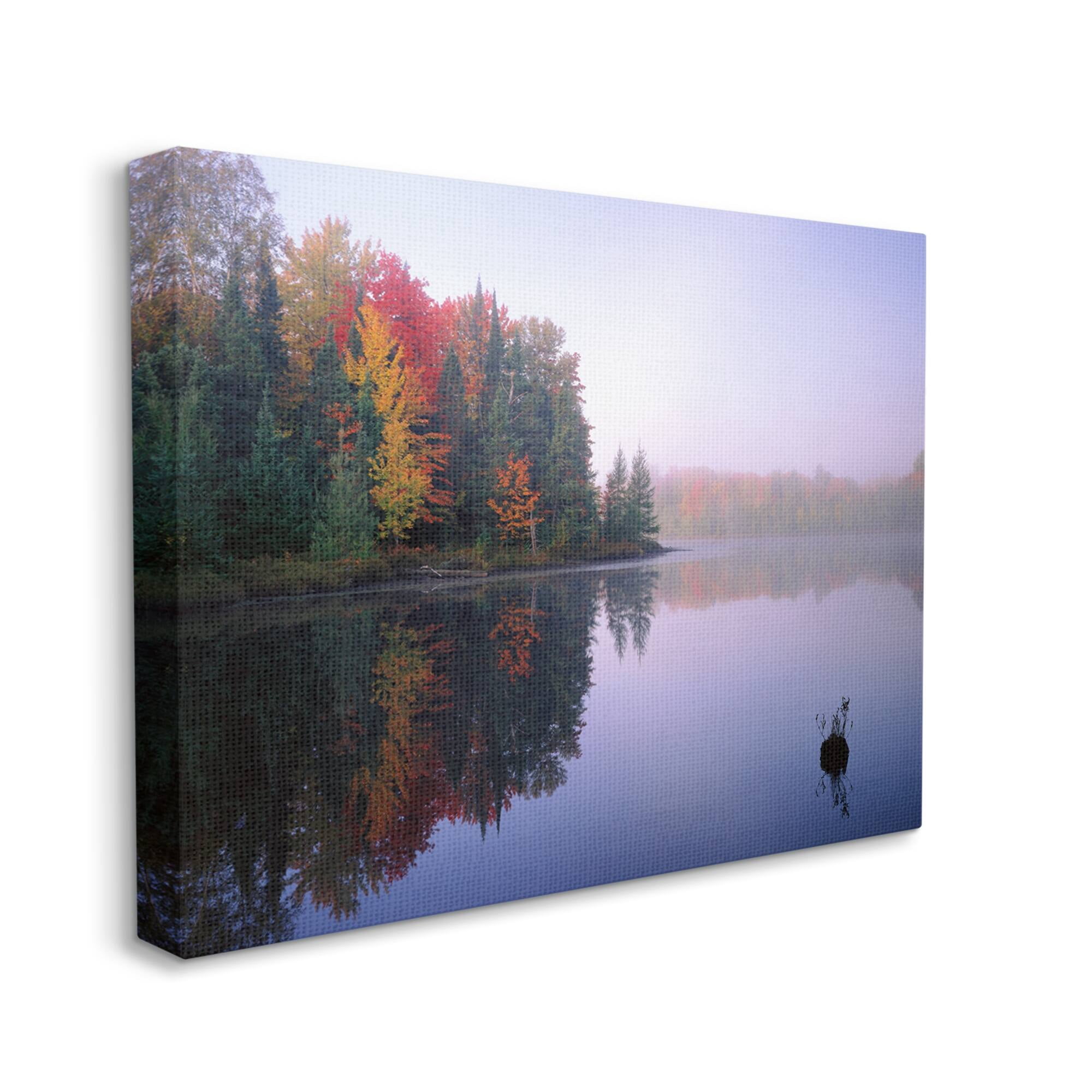 Stupell Industries Quiet Lakeside Red Foliage Trees Water Reflection Canvas Wall Art, 40 x 30, Design by Jim Becia