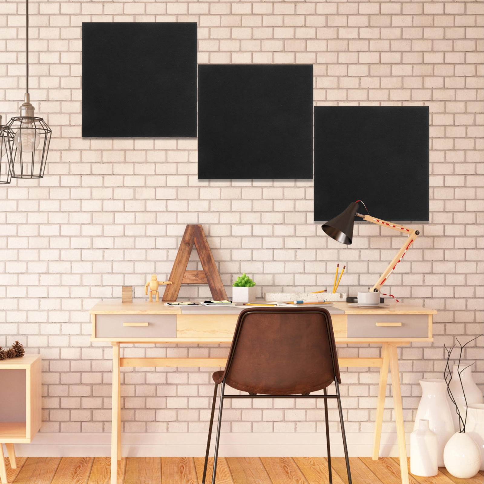 KALLORY Black Acoustic Wall Panels 12- Absorbing Poly Fiber Tiles for Noise Reduction, Easy to Cut and Install