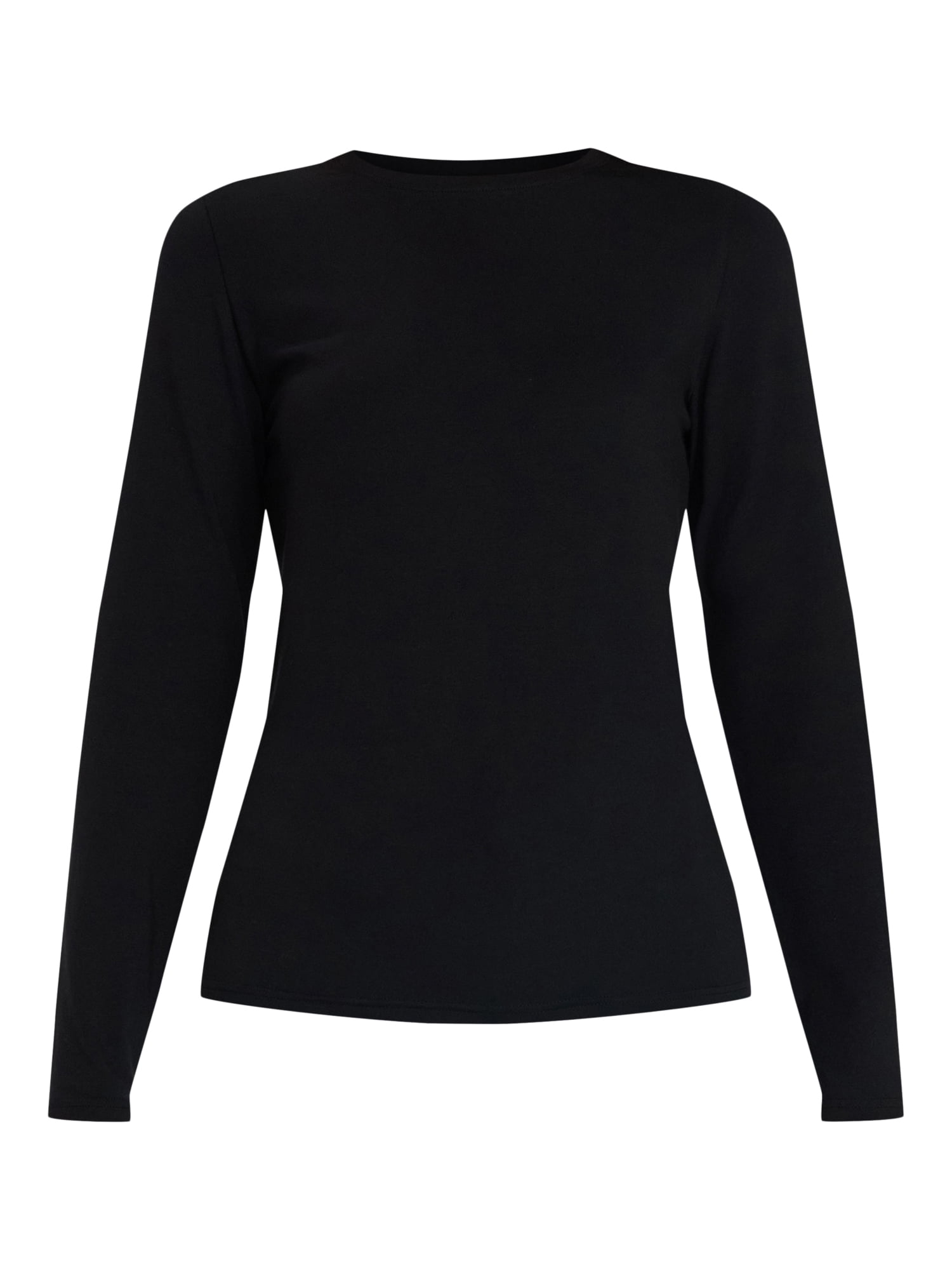 Time and Tru Women's Slim Crewneck Tee with Long Sleeves, Sizes XS-XXXL
