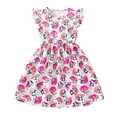 thumbnail image 1 of Robes pour Filles Manches Courtes Imprimés Dessin Animé Col Rond Vêtements Décontractés Robe de Demoiselle d'Honneur Rose 5-6 Ans, 1 of 4