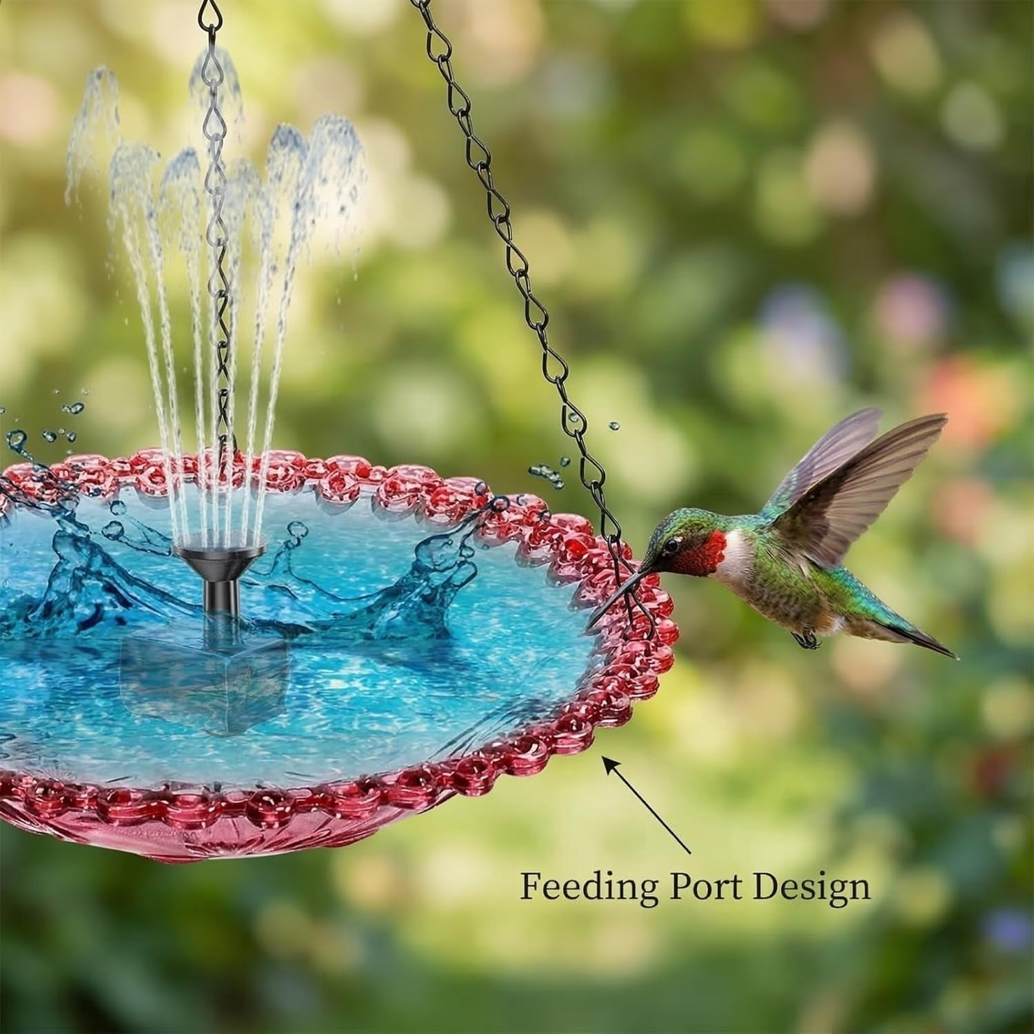 Stijggn Solar Fountain for Bird Bath Outdoor Hanging USB Powered Water Fountain Bird Bath Perfect for Backyard Decor, Patio Decoration, Garden Parties and Outdoor Relaxation