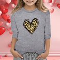 thumbnail image 2 of AWZXDE Girls Valentine Day Print Fashion Crew Neck 3/4 Sleeve Casual T Shirt Top For Holiday And cute tops Grey，5-6 Years, 2 of 4