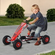 Kids Pedal Go Cart Children Ride On Car Racing Style W/ Adjustable Seat Rubber Wheels Handbrake Clutch Red