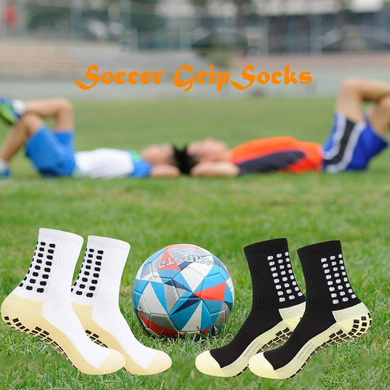 FERSWE Men's grip Socks Soccer Non Skid Ball Socks Anti Slip Non Slip Grip  Pads for Football Basketball Sports Grip Socks, 4 Pair 