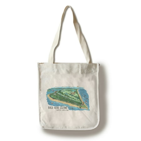 The North Face Lined Shoulder Bag - Bald Head Island, North Carolina - Line Drawing - Lantern Press Artwork (100% Cotton Tote Bag - Reusable)
