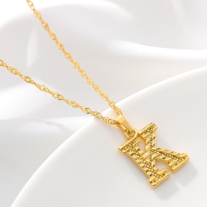 Necklaces for Women, 26 Alphabet Pendant Chain Necklace from A-Z, 18K Gold  Plated Name Letter Pendant Charm Necklace for Mens Women, Simple Cute Punk  