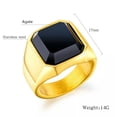 thumbnail image 2 of EOEMY Aaa Black Agate Gold Plated Stainless Steel Men'S Engagement Silver Ring Sz 7-12, 2 of 8