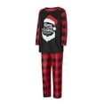 thumbnail image 3 of Elippeo Family Matching Christmas Pajamas, Letter  Hat Print Long-Sleeved Round Neck Tops + Plaid Pattern Trousers Sleepwear Outfits, 3 of 10