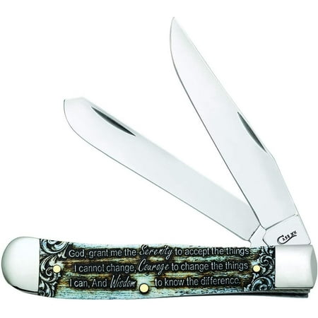 Case WR XX Pocket Knife Serenity Prayer Trapper Natural Bone Color Wash Item #38822 - (6254 SS) - Length Closed: 4 1/8 Inches