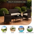 thumbnail image 4 of 4-Piece Patio Furniture Set, Wicker Rattan Outdoor Conversation Set with Loveseat, 2 Chairs & Glass Coffee Table, Cushioned Seating for Backyard, Balcony, Porch, 4 of 28