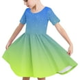 thumbnail image 6 of Fjofpr Girls Dresses $ 10.00 Toddler Kids Girls Cute Gradient Color Print Short Sleeve Stretchy Dress A Line Dress（4-14Years）, 6 of 7