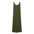 thumbnail image 5 of Summer Dress Saving! Jerdar Dress for Women Solid Leisure Pockets Button Cotton Linen Round-Neck Sleeveless Dress Army Green XXL, 5 of 5