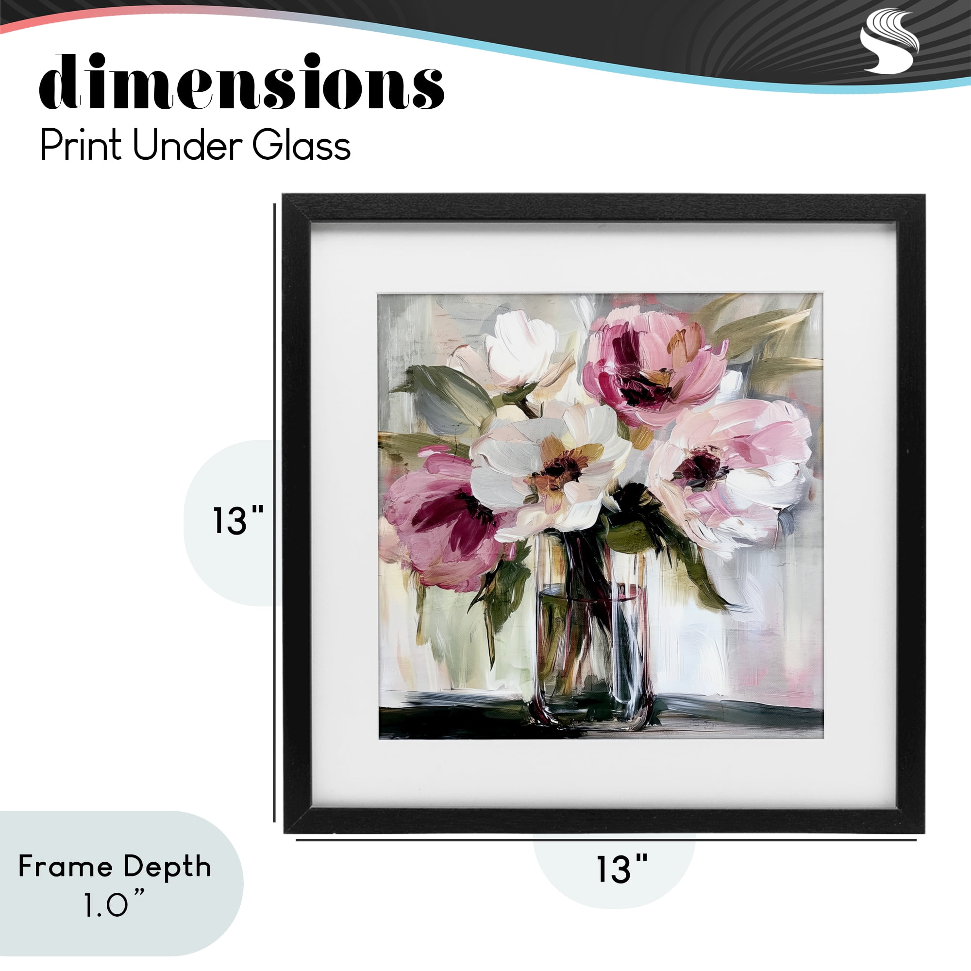 Stupell Industries Resonance Flower Vase Black Framed Print Under Glass, design by Annabelle Hall