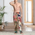 thumbnail image 2 of Sigee Butterflies And Flowers Painting print Men's Pajama Pants Lounge Sleep Bottoms with Elastic Waistband and Pockets-Large, 2 of 6
