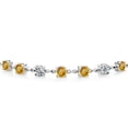thumbnail image 2 of Gem Stone King 3.64 Ct Round Yellow Citrine 925 Sterling Silver Lab Grown Diamond Tennis Bracelet for Women (Fully Adjustable up to 9 inch), 2 of 3