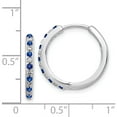 thumbnail image 3 of 14K White Gold Diamond And Sapphire Hinged Hoop Earrings (18 X 19) Made In India em5607-sa-020-wa, 3 of 5