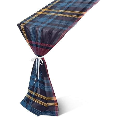 

Hyjoy Table Runner Dark Blue Plaid Machine Washable Non-Slip Farmhouse Table Runners for Dinner Party Holidays Home Decor 13 x 70 Inch