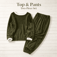 thumbnail image 6 of QATAINLAV Women's 2 Piece Flannel Pajama Set Long Sleeve Cute Pjs Sleepwear Fall Winter Homewear, 6 of 11