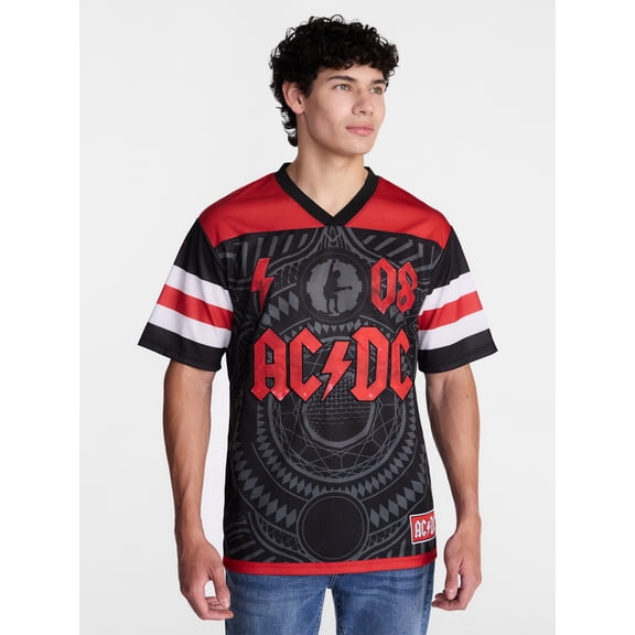 AC/DC Men's and Big Men's Graphic Mesh Soccer Jersey, Sizes XS-5XL