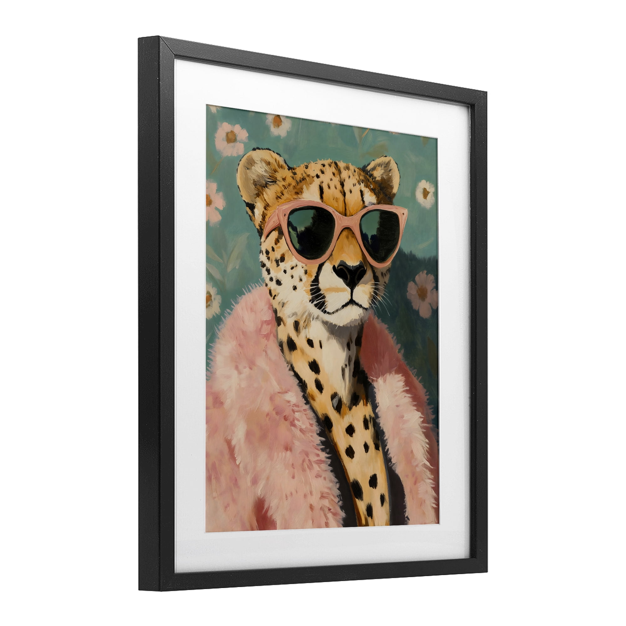 Stupell Industries Glam Cheetah in Pink Fur Black Framed Print Under Glass, design by The Prints Vibe
