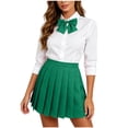 thumbnail image 4 of IUYRTFE Women's High Waisted Pleated Mini Skirt Adjustable Waist with Bow Tie School Uniform A Line Short Skirt, 4 of 9