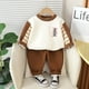 thumbnail image 4 of Odeerbi 6M-3Y Niños Niñas Trajes Color Block Sudaderas de Cuello Redondo Pantalones de Chándal Conjunto de Dos Piezas Sudaderas Deportivas de Primavera, 4 of 5