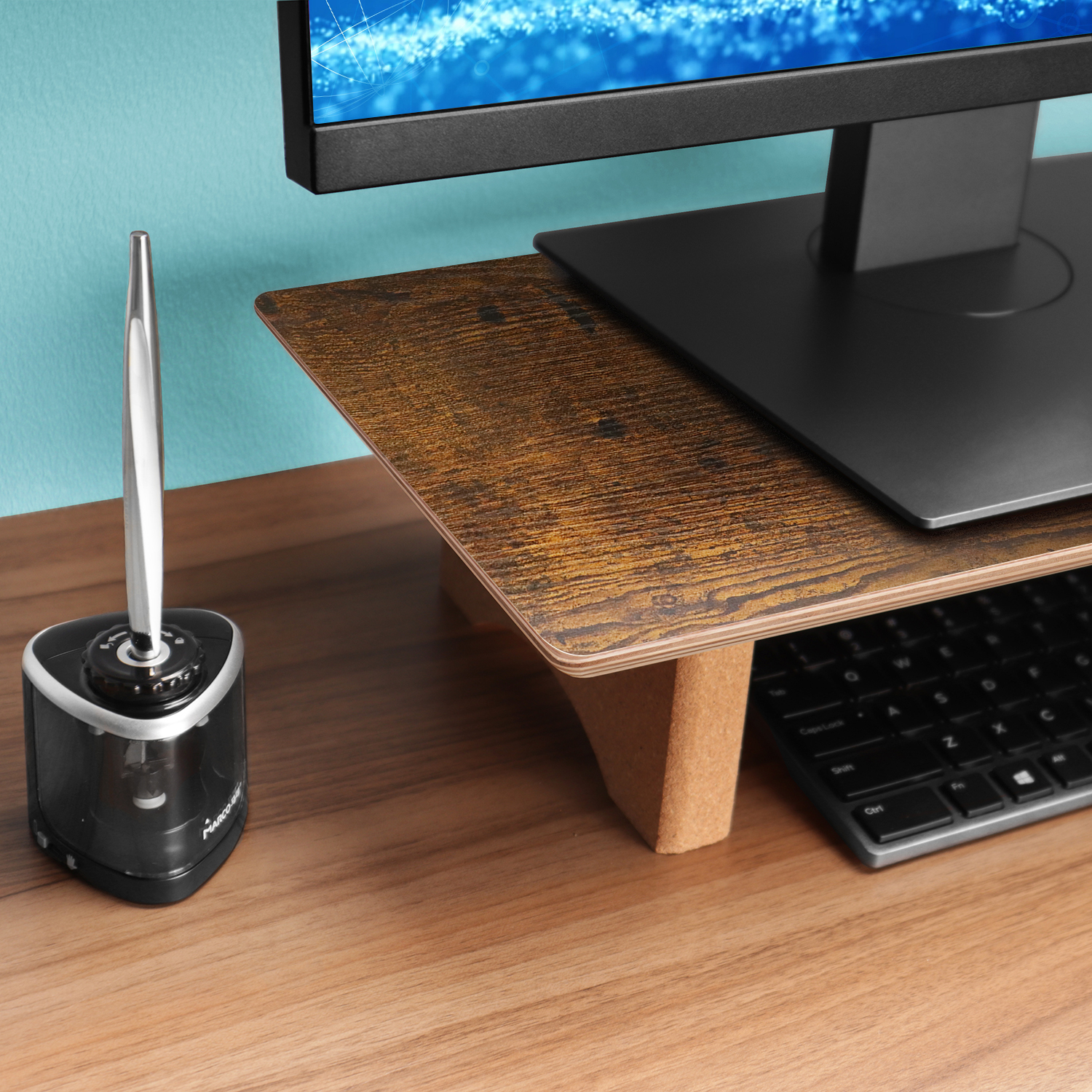 Aothia Large Dual Monitor Stand,Wooden Riser Supports Laptop Computer/TV(Vintage)