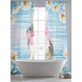 thumbnail image 4 of Blue Easter Bunny Sheer Curtains 108 Inch Length 2 Panels Set, Spring Daisy Modern Ombre Striped Voile Window Treatment Semi Sheer Long Curtains Drapes for Bedroom/Living Room/Kitchen 52"x108"x2, 4 of 7