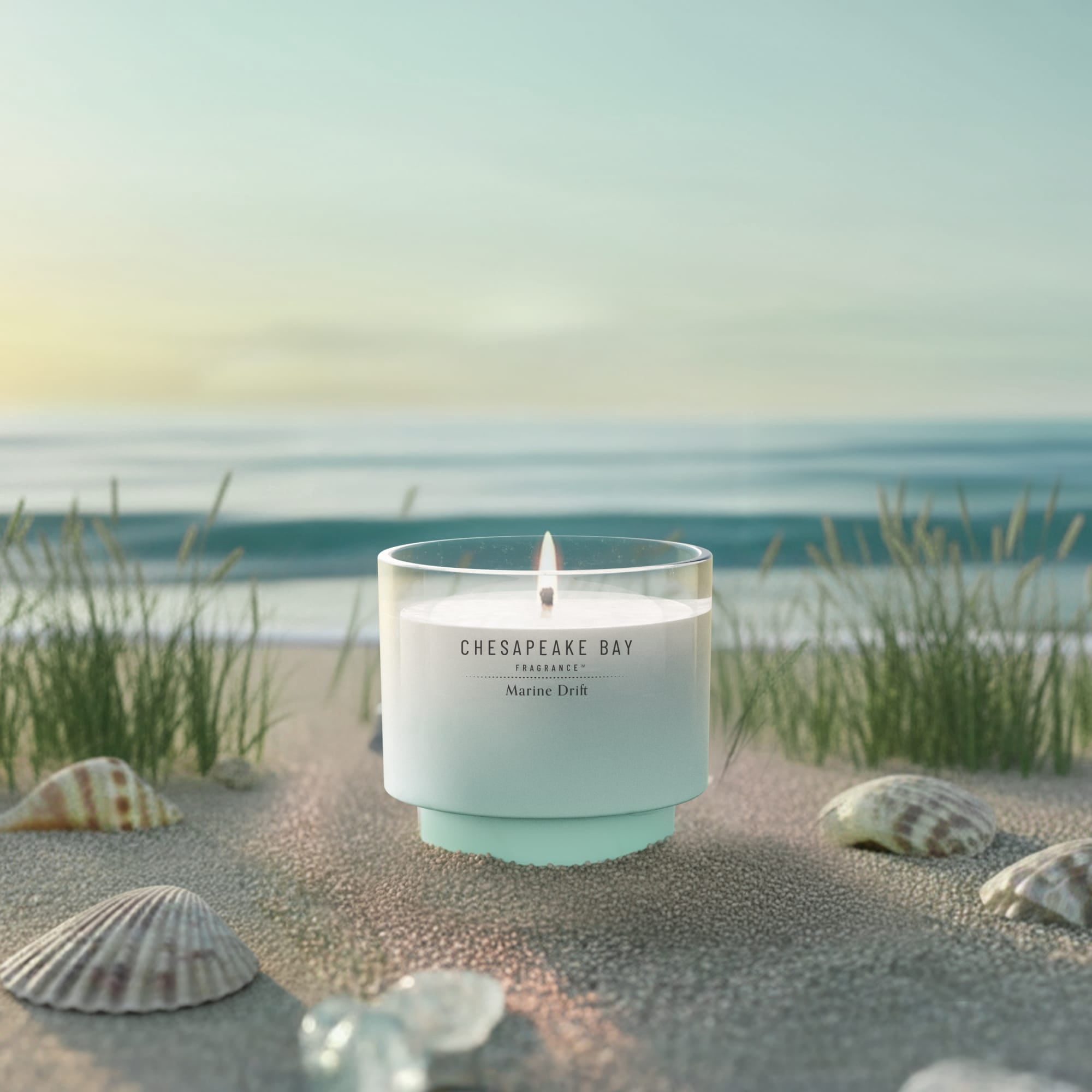 Chesapeake Bay Candle 4.5oz | Marine Drift Scent |Exclusive Mood Evoking Fragrance |Sea Glass-Inspired Jar | Premium Soy Blend Wax with Essential Oils | Coastal Fragrance for Home Décor or Gifting