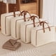 thumbnail image 1 of Bolsa de almacenamiento extragrande y resistente | Asas reforzadas y doble cremallera | Algodón grueso | Organizador de ropa | Impermeable, plegable y ahorra espacio | 60 x 45 x 30 cm, beige, 1 of 7